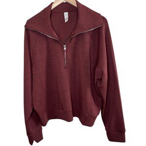 Spanx Womens 1X Half Zip Airessentials Brown Pull Over 50346r